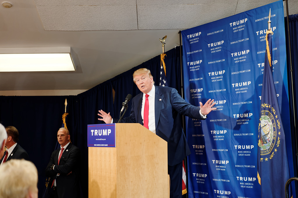 Donald Trump speaks in Laconia, New Hampshire, July 16, 2015. Photo: Michael Vadon (CC2.0)